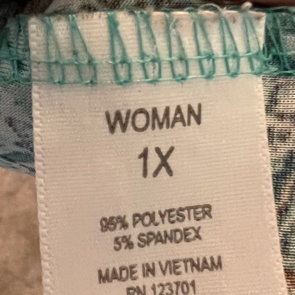 Roz & Ali Plus 1X Brown and Turquoise Pull Over Top - Picture 3 of 5